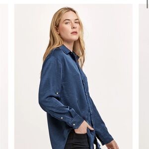 Dear John Textured Blue boyfriend style button down Shirt